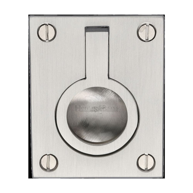 Heritage Brass Cabinet Hardware Satin Nickel / 63 x 50mm Heritage Brass - Cabinet Pull Flush Ring Design 50mm Satin Nickel Finish