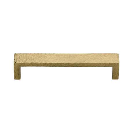 Heritage Brass Cabinet Hardware Satin Brass / Cabinet Pull Handles / 128mm c/c Heritage Brass - Cabinet Pull Hammered Wide Metro Design 128mm CTC Satin Brass Fi