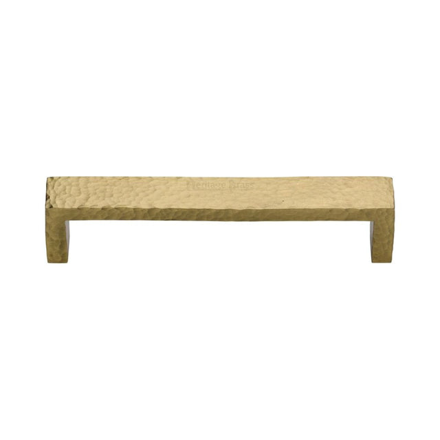 Heritage Brass Cabinet Hardware Satin Brass / Cabinet Pull Handles / 128mm c/c Heritage Brass - Cabinet Pull Hammered Wide Metro Design 128mm CTC Satin Brass Fi