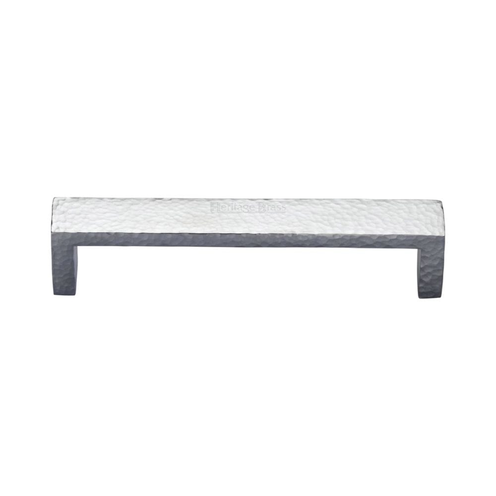 Heritage Brass Cabinet Hardware Satin Chrome / Cabinet Pull Handles / 128mm c/c Heritage Brass - Cabinet Pull Hammered Wide Metro Design 128mm CTC Satin Chrome F