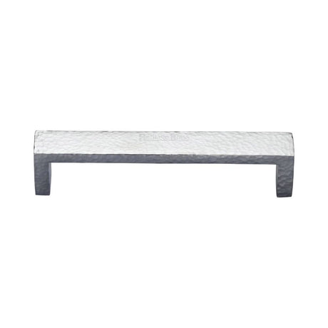 Heritage Brass Cabinet Hardware Satin Chrome / Cabinet Pull Handles / 128mm c/c Heritage Brass - Cabinet Pull Hammered Wide Metro Design 128mm CTC Satin Chrome F