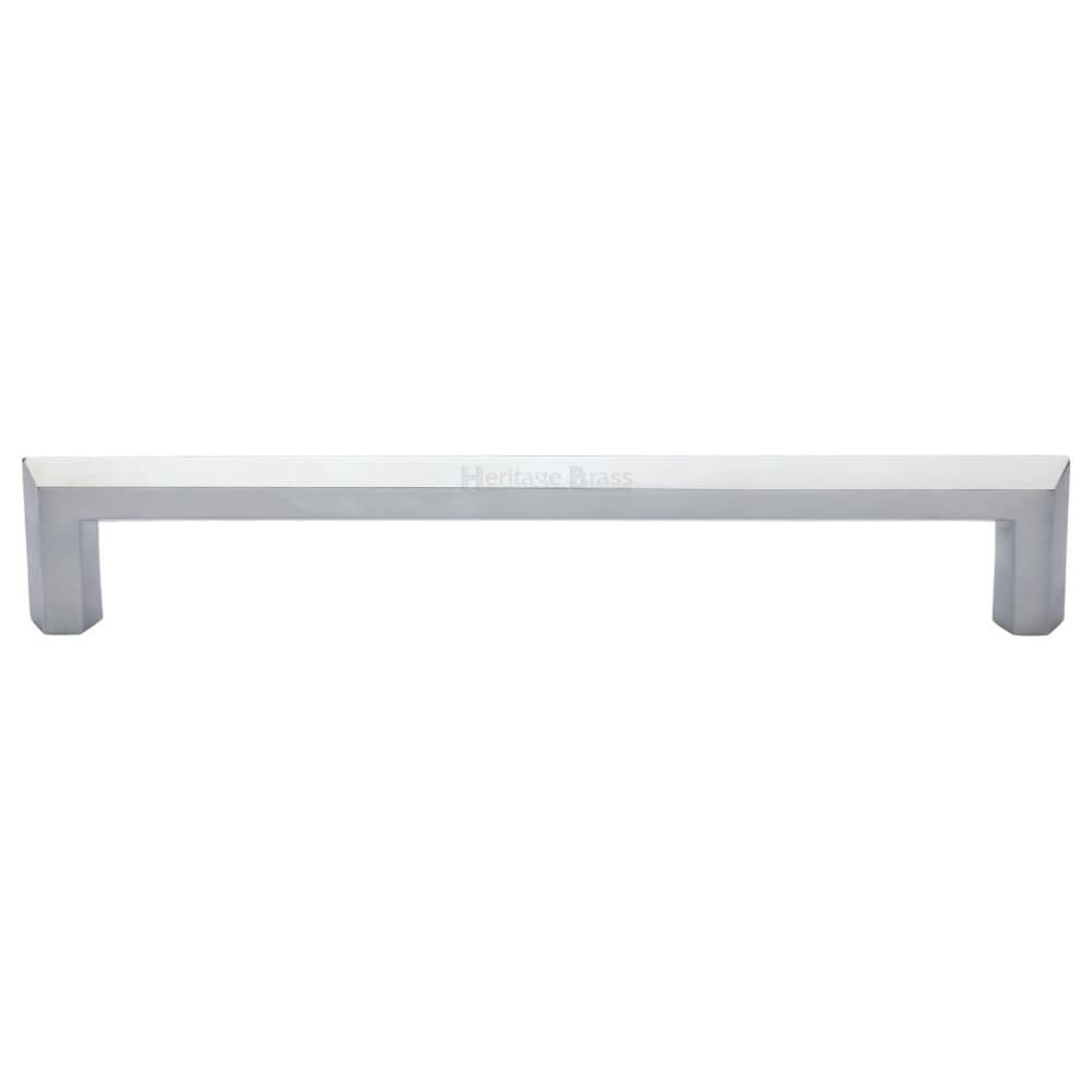 Heritage Brass Cabinet Hardware Satin Chrome / Cabinet Pull Handles / 254mm c/c Heritage Brass - Cabinet Pull Hex Profile Design 254mm CTC Satin Chrome Finish