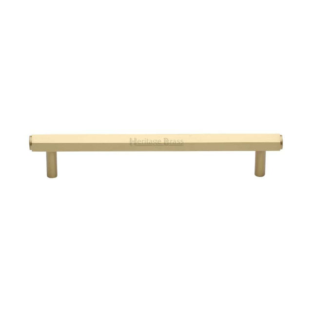 Heritage Brass Cabinet Hardware Satin Brass / Cabinet Pull Handles / 160mm c/c Heritage Brass - Cabinet Pull Hexagon Design 160mm CTC Satin Brass Finish
