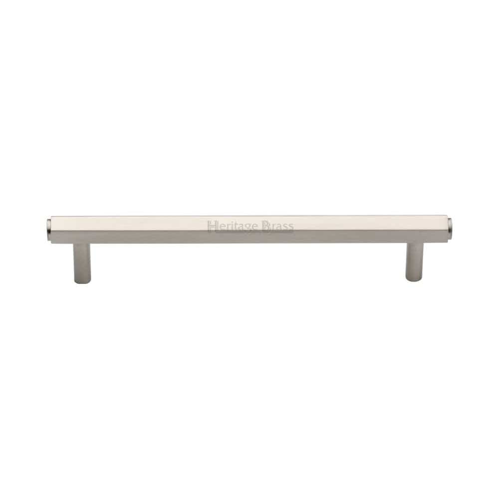 Heritage Brass Cabinet Hardware Satin Nickel / Cabinet Pull Handles / 160mm c/c Heritage Brass - Cabinet Pull Hexagon Design 160mm CTC Satin Nickel Finish