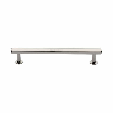 Heritage Brass Cabinet Hardware Polished Nickel / Cabinet Pull Handles / 160mm c/c Heritage Brass - Cabinet Pull Hexagon Design with Rose 160mm CTC Polished Nickel Fin