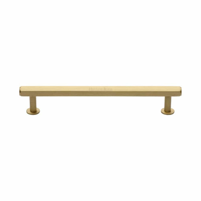 Heritage Brass Cabinet Hardware Satin Brass / Cabinet Pull Handles / 160mm c/c Heritage Brass - Cabinet Pull Hexagon Design with Rose 160mm CTC Satin Brass Fini