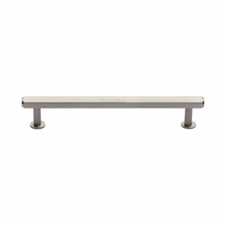 Heritage Brass Cabinet Hardware Satin Nickel / Cabinet Pull Handles / 160mm c/c Heritage Brass - Cabinet Pull Hexagon Design with Rose 160mm CTC Satin Nickel Fin