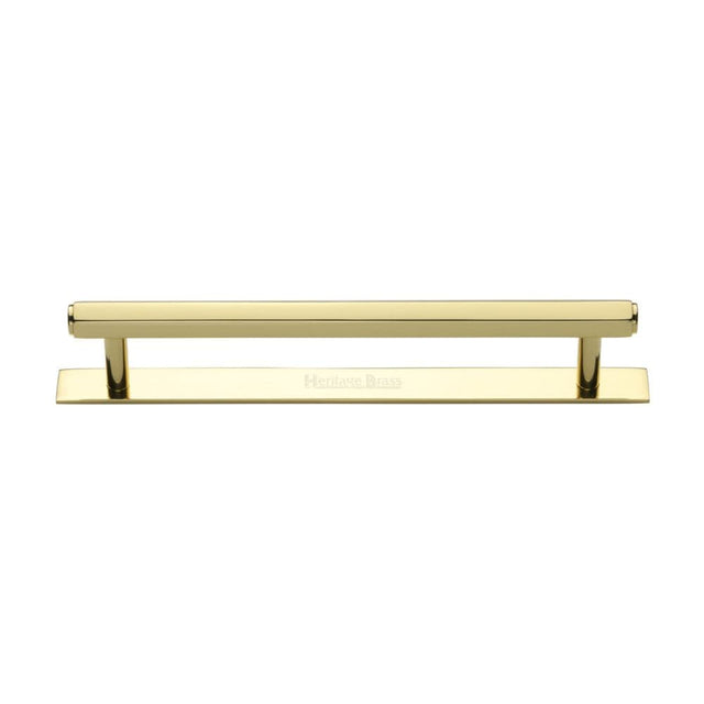 Heritage Brass Cabinet Hardware Polished Brass / Cabinet Pull Handles / 160mm c/c Heritage Brass - Cabinet Pull Hexagonal Design with Plate 160mm CTC Polished Brass F