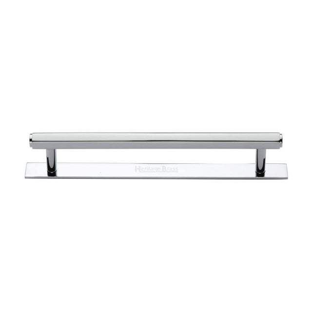 Heritage Brass Cabinet Hardware Polished Chrome / Cabinet Pull Handles / 160mm c/c Heritage Brass - Cabinet Pull Hexagonal Design with Plate 160mm CTC Polished Chrome