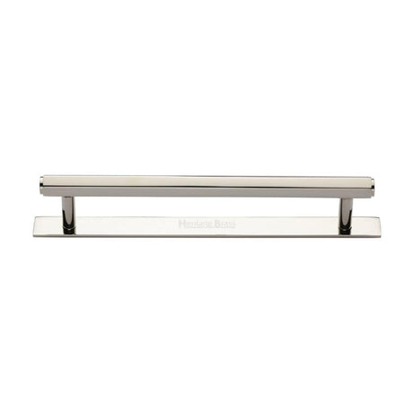 Heritage Brass Cabinet Hardware Polished Nickel / Cabinet Pull Handles / 160mm c/c Heritage Brass - Cabinet Pull Hexagonal Design with Plate 160mm CTC Polished Nickel