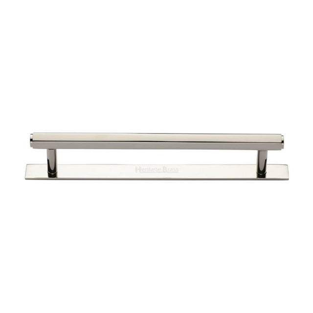 Heritage Brass Cabinet Hardware Polished Nickel / Cabinet Pull Handles / 160mm c/c Heritage Brass - Cabinet Pull Hexagonal Design with Plate 160mm CTC Polished Nickel