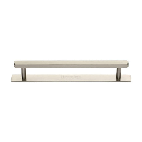 Heritage Brass Cabinet Hardware Satin Nickel / Cabinet Pull Handles / 160mm c/c Heritage Brass - Cabinet Pull Hexagonal Design with Plate 160mm CTC Satin Nickel