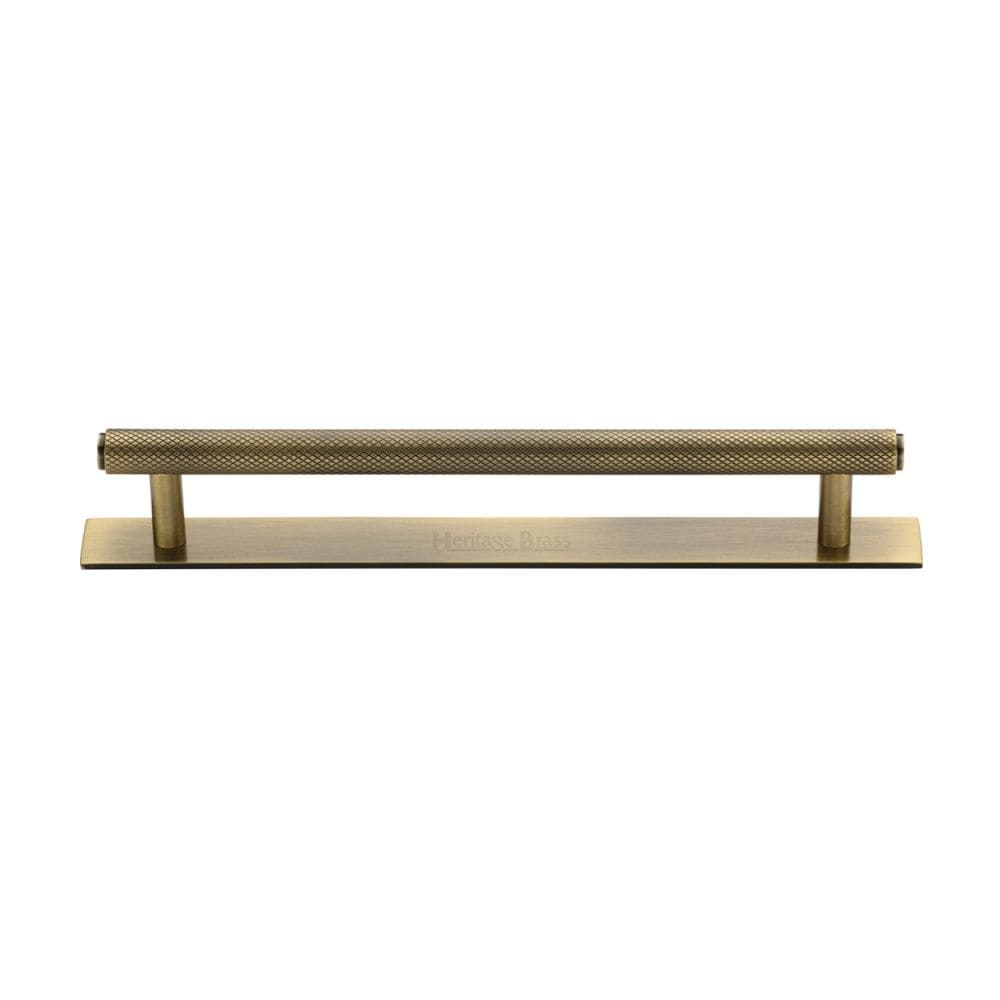 Heritage Brass Cabinet Hardware Antique Brass / Cabinet Pull Handles / 160mm c/c Heritage Brass - Cabinet Pull Knurled Design with Plate 160mm CTC Antique Brass Fin