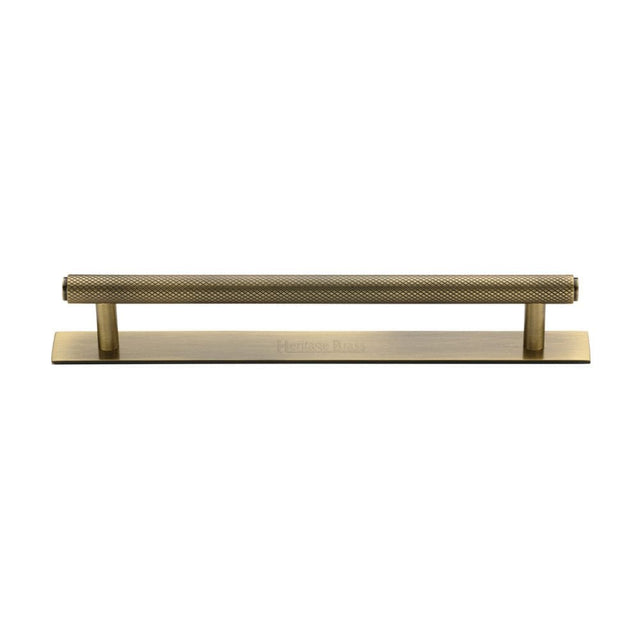 Heritage Brass Cabinet Hardware Antique Brass / Cabinet Pull Handles / 160mm c/c Heritage Brass - Cabinet Pull Knurled Design with Plate 160mm CTC Antique Brass Fin