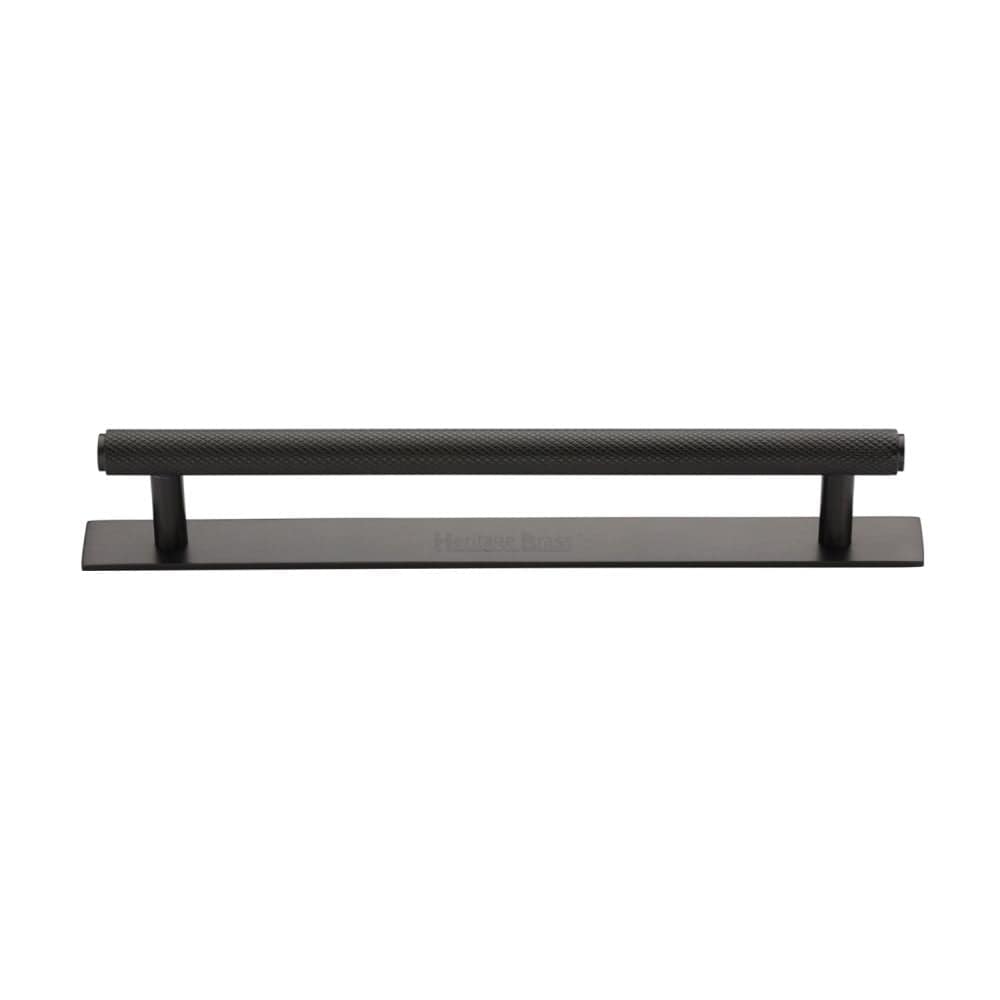 Heritage Brass Cabinet Hardware Matt Bronze / Cabinet Pull Handles / 160mm c/c Heritage Brass - Cabinet Pull Knurled Design with Plate 160mm CTC Matt Bronze Fi