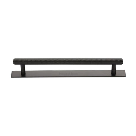 Heritage Brass Cabinet Hardware Matt Bronze / Cabinet Pull Handles / 160mm c/c Heritage Brass - Cabinet Pull Knurled Design with Plate 160mm CTC Matt Bronze Fi