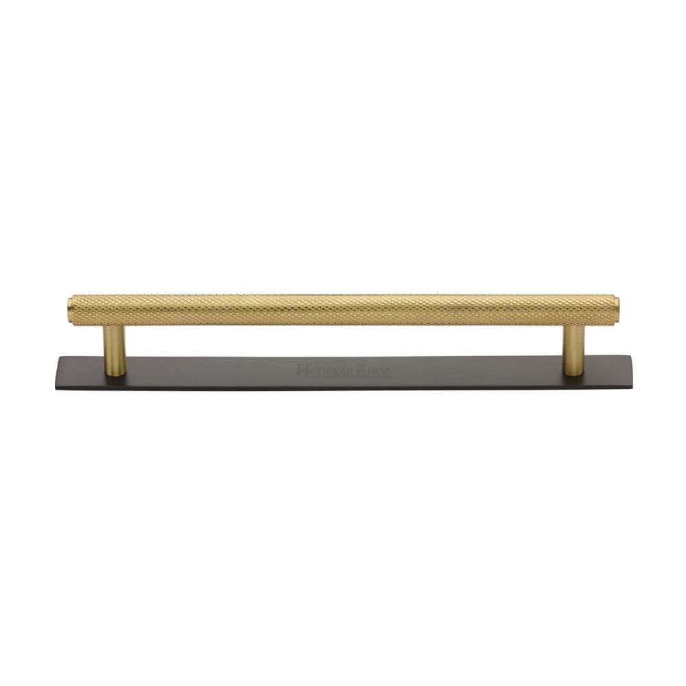 Heritage Brass Cabinet Hardware Matt Bronze/Satin Brass / Cabinet Pull Handles / 160mm c/c Heritage Brass - Cabinet Pull Knurled Design with Plate 160mm CTC Matt Bronze/Sa
