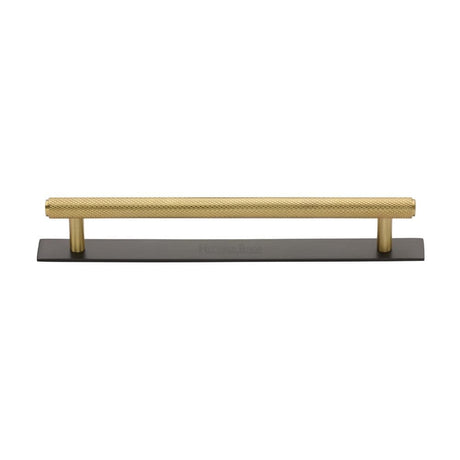 Heritage Brass Cabinet Hardware Matt Bronze/Satin Brass / Cabinet Pull Handles / 160mm c/c Heritage Brass - Cabinet Pull Knurled Design with Plate 160mm CTC Matt Bronze/Sa