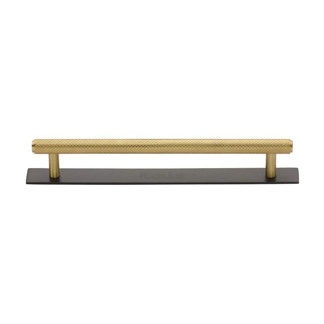 Heritage Brass Cabinet Hardware Matt Bronze/Satin Brass / Cabinet Pull Handles / 160mm c/c Heritage Brass - Cabinet Pull Knurled Design with Plate 160mm CTC Matt Bronze/Sa