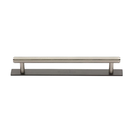 Heritage Brass Cabinet Hardware Matt Bronze/Satin Nickel / Cabinet Pull Handles / 160mm c/c Heritage Brass - Cabinet Pull Knurled Design with Plate 160mm CTC Matt Bronze/Sa