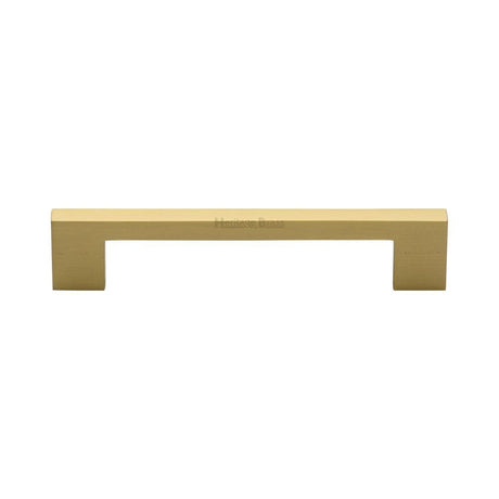Heritage Brass Cabinet Hardware Satin Brass / Cabinet Pull Handles / 128mm c/c Heritage Brass - Cabinet Pull Metro Design 128mm CTC Satin Brass Finish
