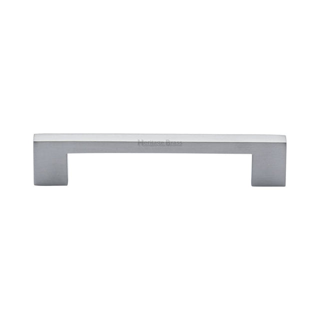 Heritage Brass Cabinet Hardware Satin Chrome / Cabinet Pull Handles / 128mm c/c Heritage Brass - Cabinet Pull Metro Design 128mm CTC Satin Chrome Finish