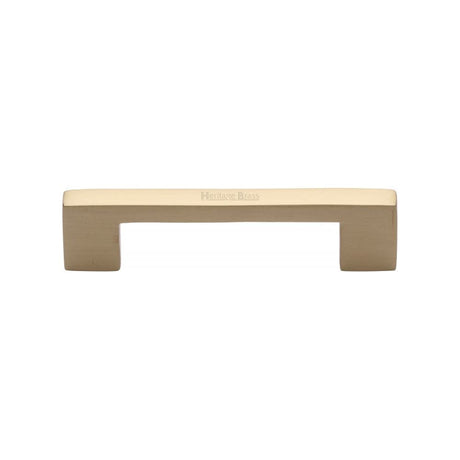 Heritage Brass Cabinet Hardware Satin Brass / Cabinet Pull Handles / 96mm c/c Heritage Brass - Cabinet Pull Metro Design 96mm CTC Satin Brass Finish