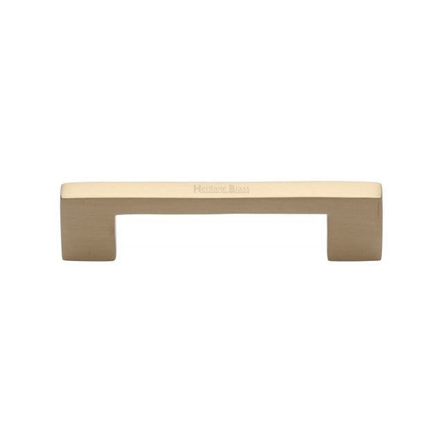 Heritage Brass Cabinet Hardware Satin Brass / Cabinet Pull Handles / 96mm c/c Heritage Brass - Cabinet Pull Metro Design 96mm CTC Satin Brass Finish