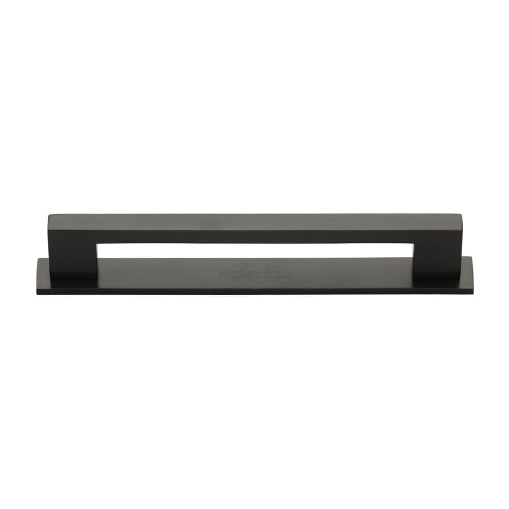 Heritage Brass Cabinet Hardware Matt Bronze / Cabinet Pull Handles / 160mm c/c Heritage Brass - Cabinet Pull Metro Design with Plate 160mm CTC Matt Bronze Fini