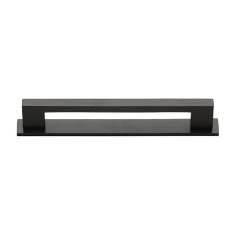 Heritage Brass Cabinet Hardware Matt Bronze / Cabinet Pull Handles / 160mm c/c Heritage Brass - Cabinet Pull Metro Design with Plate 160mm CTC Matt Bronze Fini
