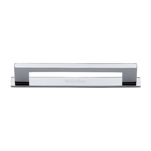 Heritage Brass Cabinet Hardware Polished Chrome / Cabinet Pull Handles / 160mm c/c Heritage Brass - Cabinet Pull Metro Design with Plate 160mm CTC Polished Chrome Fini