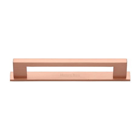 Heritage Brass Cabinet Hardware Satin Rose Gold / Cabinet Pull Handles / 160mm c/c Heritage Brass - Cabinet Pull Metro Design with Plate 160mm CTC Satin Rose Gold F