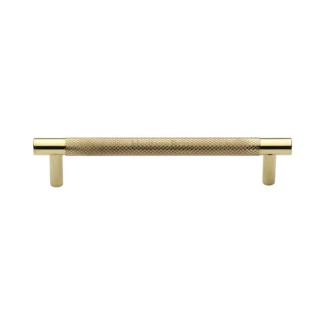 Heritage Brass Cabinet Hardware Polished Brass / Cabinet Pull Handles / 128mm c/c Heritage Brass - Cabinet Pull Partial Knurled Design 128mm CTC Polished Brass Finish