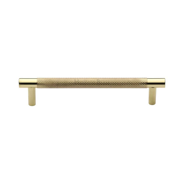 Heritage Brass Cabinet Hardware Polished Brass / Cabinet Pull Handles / 128mm c/c Heritage Brass - Cabinet Pull Partial Knurled Design 128mm CTC Polished Brass Finish