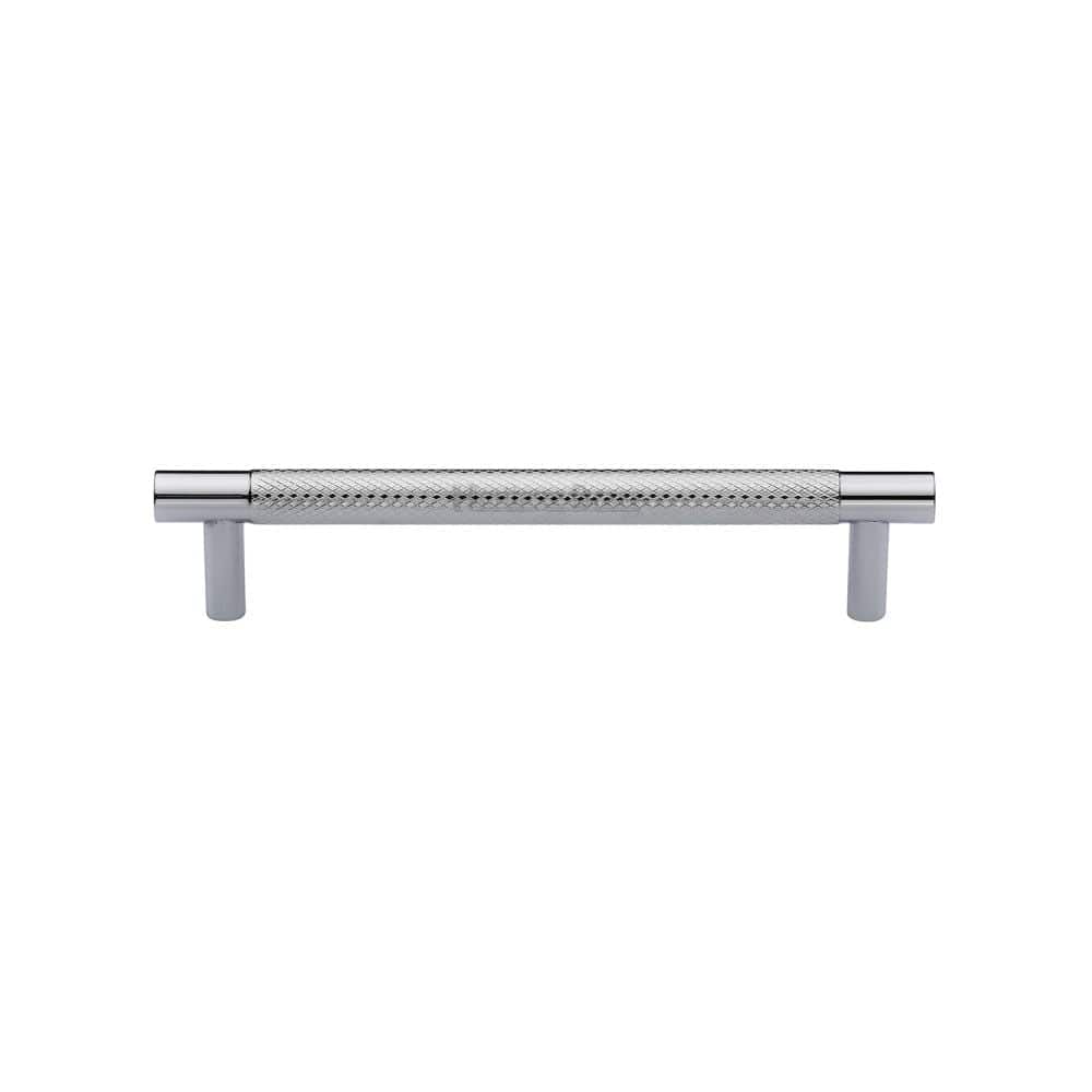 Heritage Brass Cabinet Hardware Polished Chrome / Cabinet Pull Handles / 128mm c/c Heritage Brass - Cabinet Pull Partial Knurled Design 128mm CTC Polished Chrome Finis