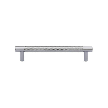 Heritage Brass Cabinet Hardware Polished Chrome / Cabinet Pull Handles / 128mm c/c Heritage Brass - Cabinet Pull Partial Knurled Design 128mm CTC Polished Chrome Finis