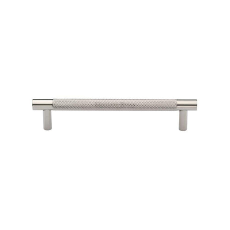 Heritage Brass Cabinet Hardware Polished Nickel / Cabinet Pull Handles / 128mm c/c Heritage Brass - Cabinet Pull Partial Knurled Design 128mm CTC Polished Nickel Finis