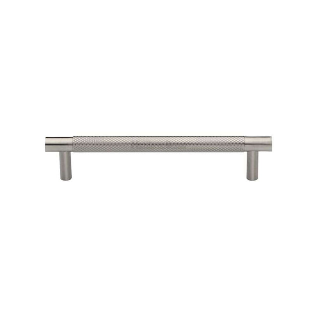 Heritage Brass Cabinet Hardware Satin Nickel / Cabinet Pull Handles / 128mm c/c Heritage Brass - Cabinet Pull Partial Knurled Design 128mm CTC Satin Nickel Finis
