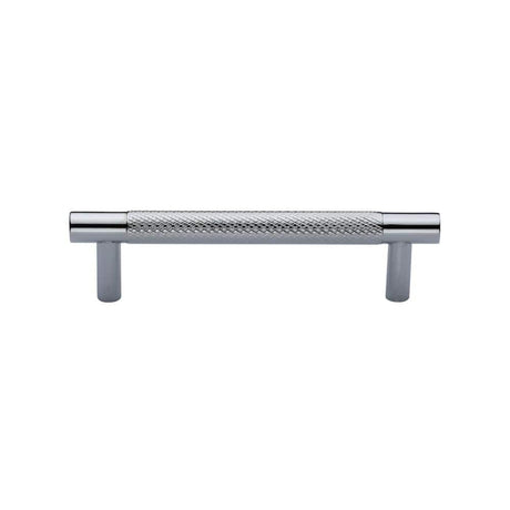 Heritage Brass Cabinet Hardware Polished Chrome / Cabinet Pull Handles / 96mm c/c Heritage Brass - Cabinet Pull Partial Knurled Design 96mm CTC Polished Chrome Finish