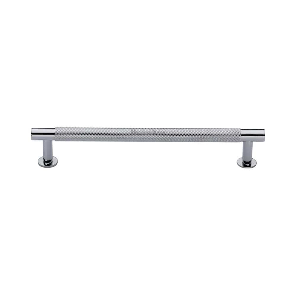 Heritage Brass Cabinet Hardware Polished Chrome / Cabinet Pull Handles / 160mm c/c Heritage Brass - Cabinet Pull Partial Knurled Design with Rose 160mm CTC Polished Ch