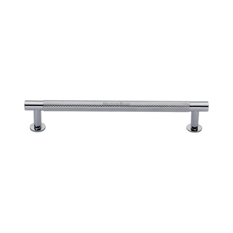Heritage Brass Cabinet Hardware Polished Chrome / Cabinet Pull Handles / 160mm c/c Heritage Brass - Cabinet Pull Partial Knurled Design with Rose 160mm CTC Polished Ch