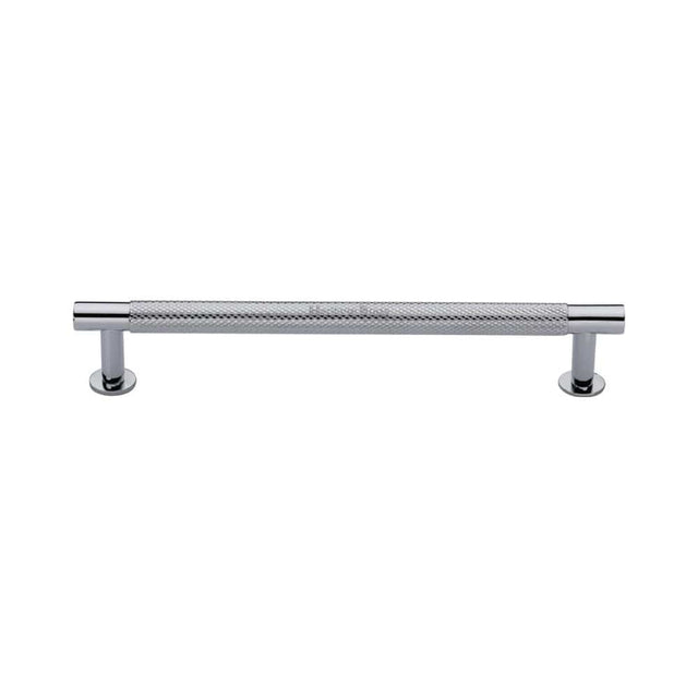 Heritage Brass Cabinet Hardware Polished Chrome / Cabinet Pull Handles / 160mm c/c Heritage Brass - Cabinet Pull Partial Knurled Design with Rose 160mm CTC Polished Ch