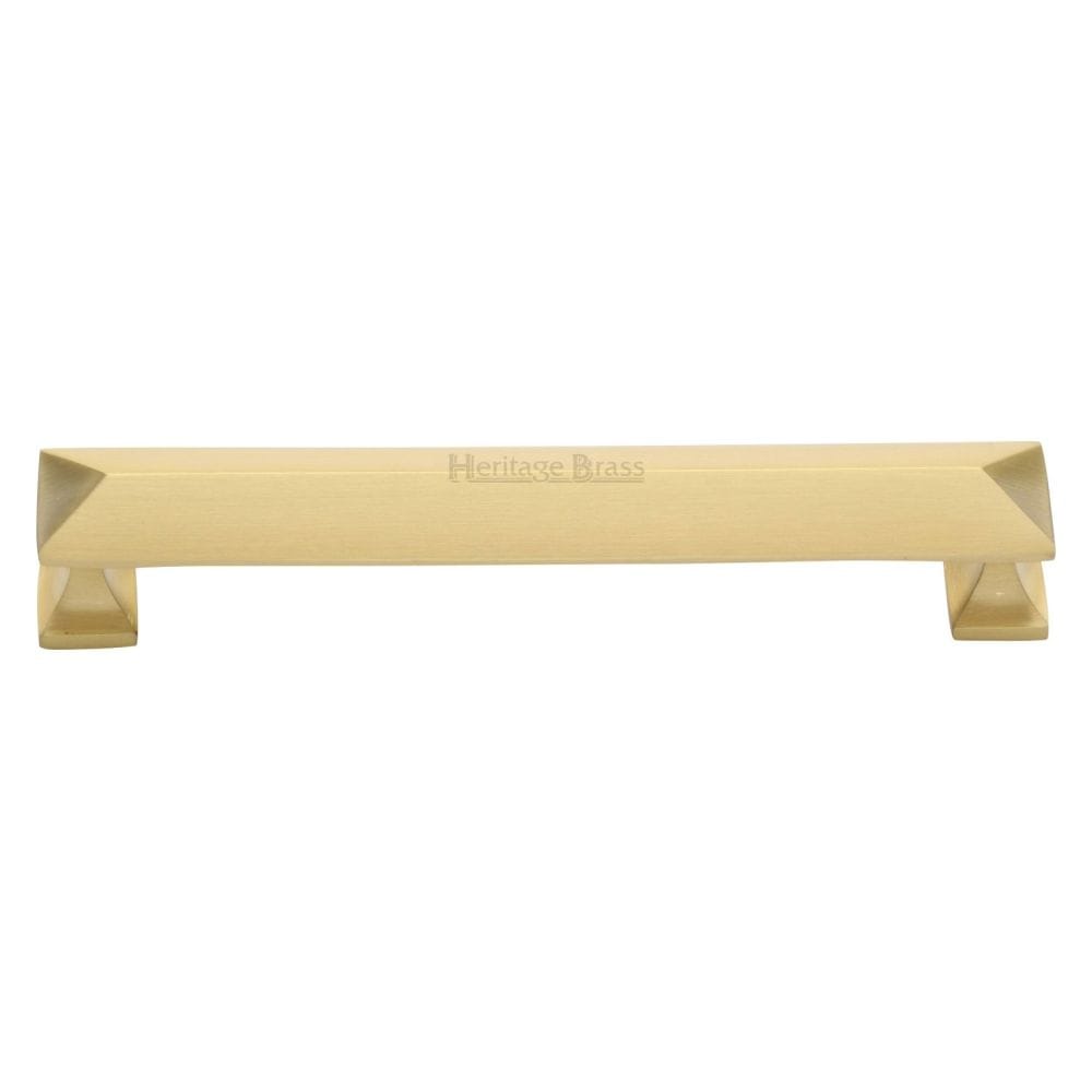 Heritage Brass Cabinet Hardware Satin Brass / Cabinet Pull Handles / 152mm c/c Heritage Brass - Cabinet Pull Pyramid Design 152mm CTC Satin Brass Finish