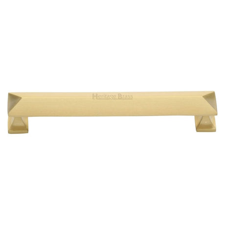 Heritage Brass Cabinet Hardware Satin Brass / Cabinet Pull Handles / 152mm c/c Heritage Brass - Cabinet Pull Pyramid Design 152mm CTC Satin Brass Finish