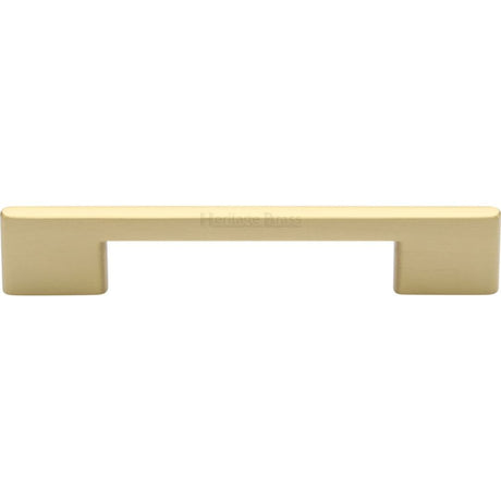 Heritage Brass Cabinet Hardware Satin Brass / Cabinet Pull Handles / 128mm c/c Heritage Brass - Cabinet Pull Slim Metro Design 128mm CTC Satin Brass Finish