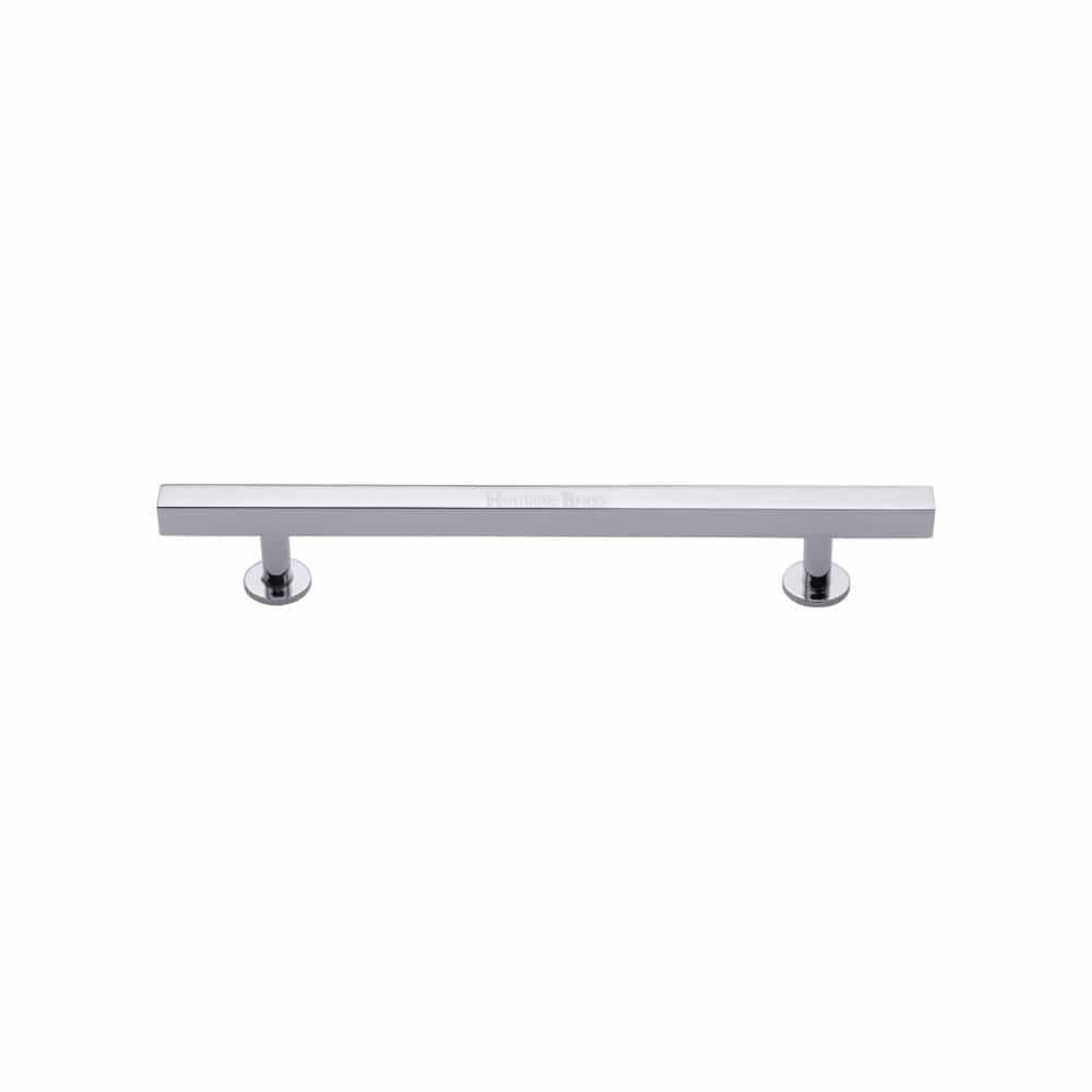 Heritage Brass Cabinet Hardware Polished Chrome / Cabinet Pull Handles / 128mm c/c Heritage Brass - Cabinet Pull Square Design 128mm CTC Polished Chrome Finish