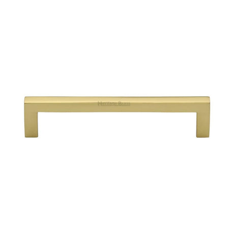 Heritage Brass Cabinet Hardware Polished Brass / Cabinet Pull Handles / 128mm c/c Heritage Brass - Cabinet Pull Square Metro Design 128mm CTC Polished Brass Finish