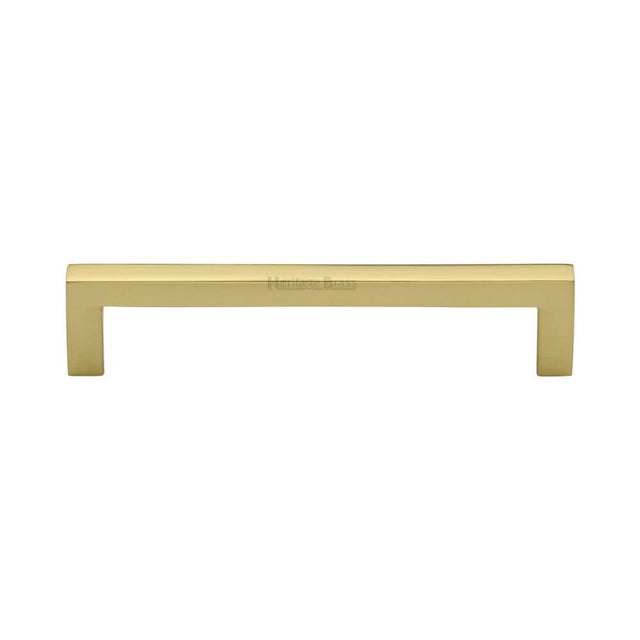 Heritage Brass Cabinet Hardware Polished Brass / Cabinet Pull Handles / 128mm c/c Heritage Brass - Cabinet Pull Square Metro Design 128mm CTC Polished Brass Finish