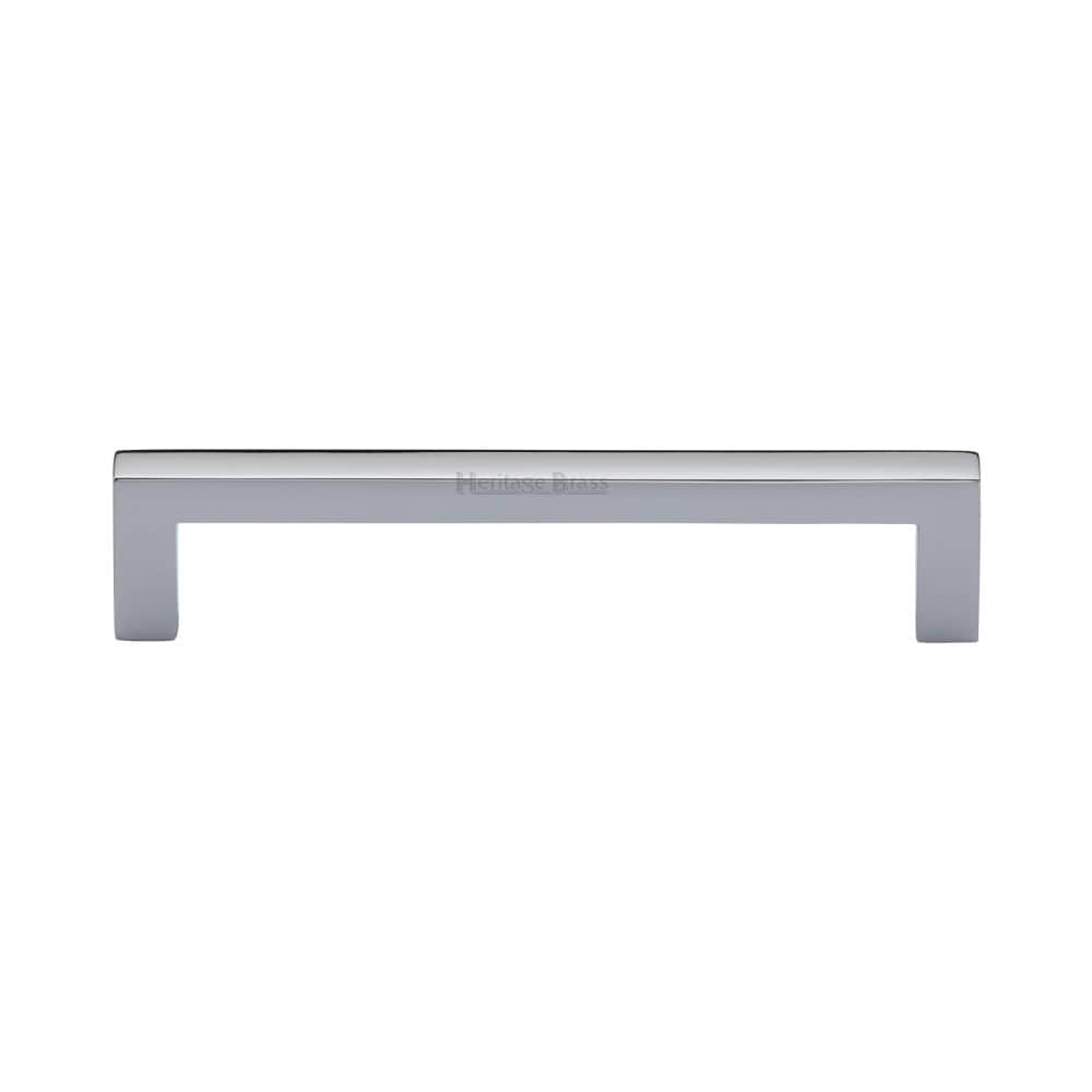 Heritage Brass Cabinet Hardware Polished Chrome / Cabinet Pull Handles / 128mm c/c Heritage Brass - Cabinet Pull Square Metro Design 128mm CTC Polished Chrome Finish