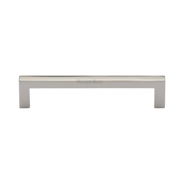 Heritage Brass Cabinet Hardware Polished Nickel / Cabinet Pull Handles / 128mm c/c Heritage Brass - Cabinet Pull Square Metro Design 128mm CTC Polished Nickel Finish